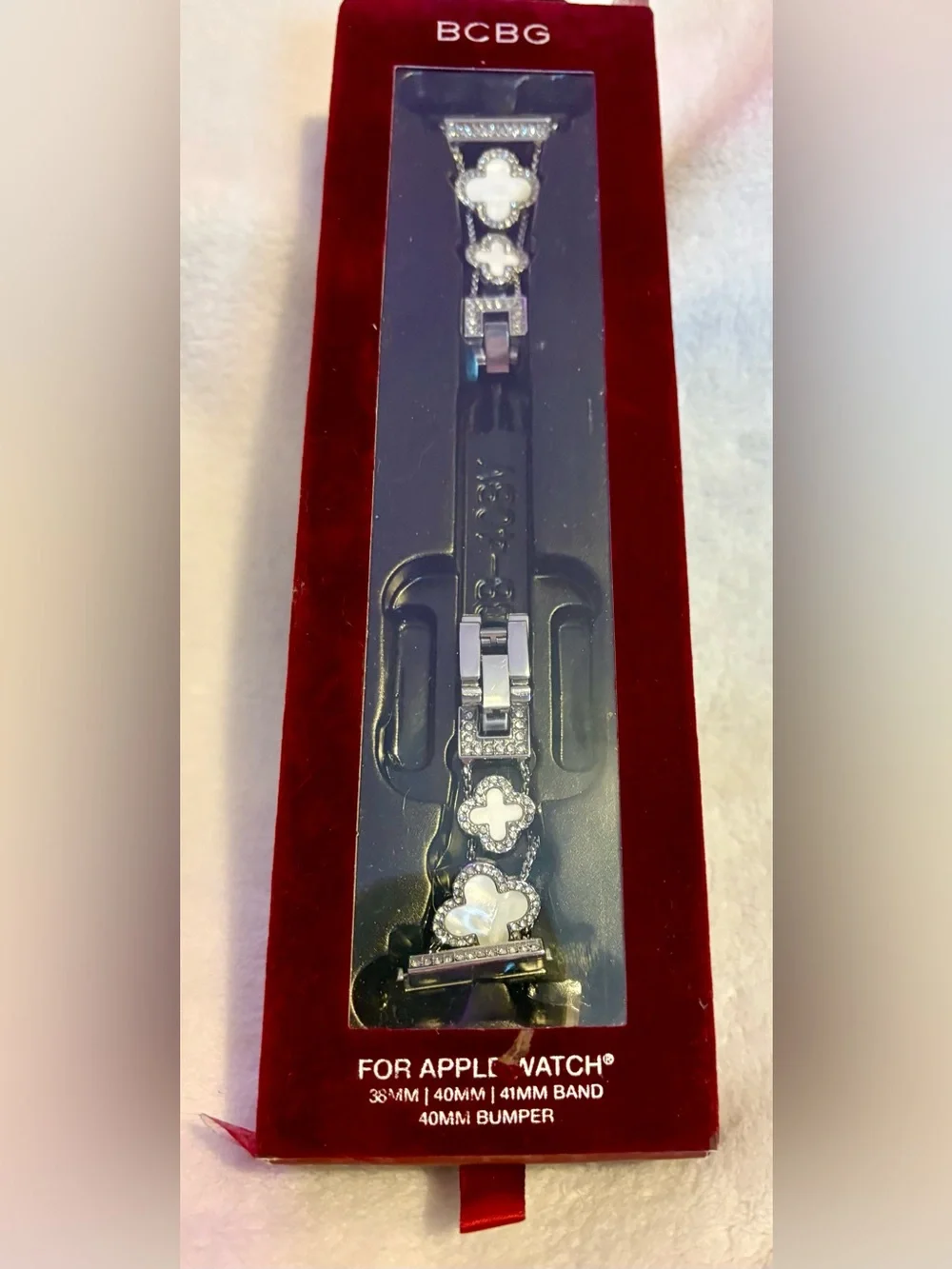 BCBG Black and Silver Decorative Apple Watch Band
